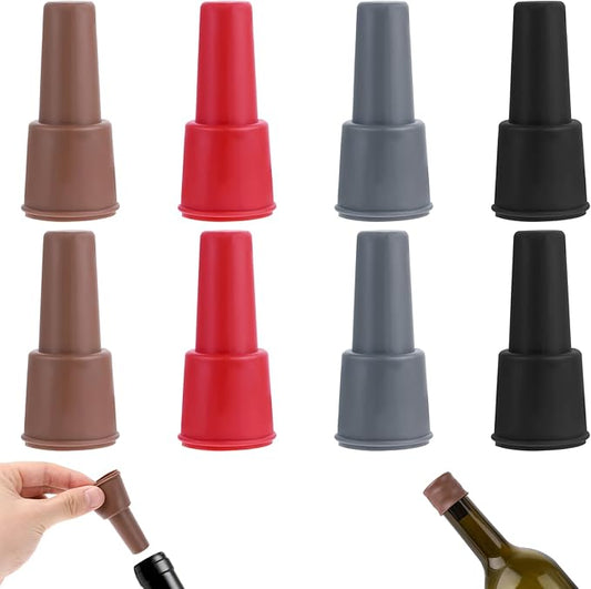 8Pcs Silicone Bottle Stopper Wine Stopper for Wine Bottles Sealed Reusable Wine Stoppers Wine Bottle Cover Caps to Keep Wine Fresh, Beer Champagne Stopper Home Use