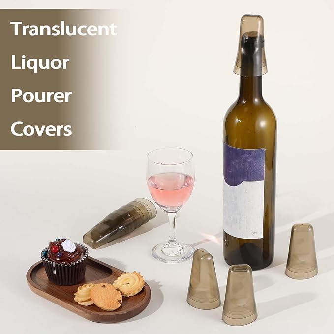 24 Pieces Translucent Liquor Pourer Covers Universal Bottle Pour Dispenser Liquor Bottle Covers Liquor Bottle Covers Bottle Cover Dust for Home Kitchen Tools Supplies