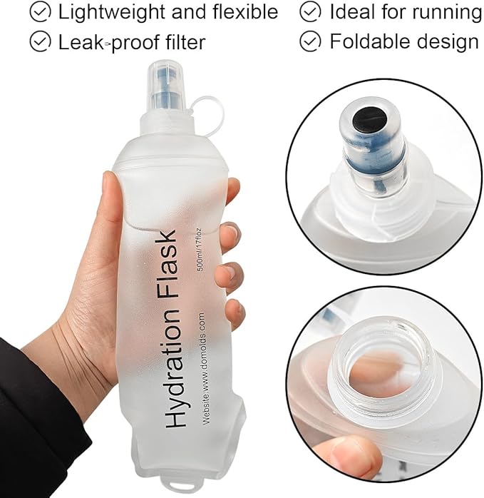 150ml Soft Flask, TPU Collapsible Soft Water Bottle for Hydration Pack, Running Vest, Folding Water Bottle for Hiking Cycling Climbing-1Pcs, White