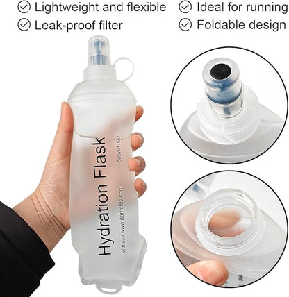 150ml Soft Flask, TPU Collapsible Soft Water Bottle for Hydration Pack, Running Vest, Folding Water Bottle for Hiking Cycling Climbing-1Pcs, White