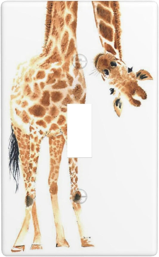 Wild Animal Watercolor Giraffe Light Switch Cover Decorative Single Toggle Plastic Wall Plate Outlet Cover for Women Girls Bedroom Kitchen Living Room Decor 4.5 * 2.76