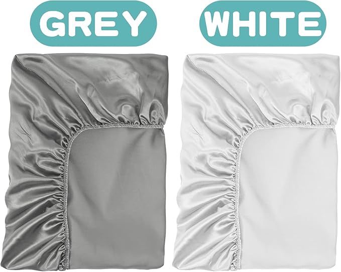 2 Pack Silk Crib Sheets for Baby with Sensitive Hair Satin Baby Mattress Sheet Boys and Girls Unisex 52’’x28’’x8’’ Fitted Sheets