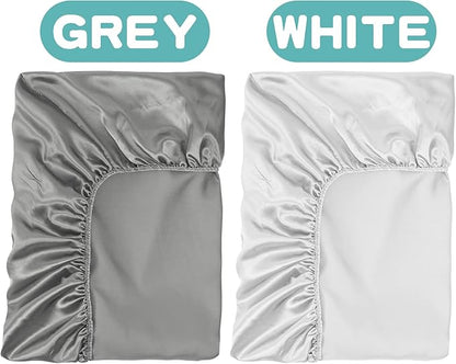 2 Pack Silk Crib Sheets for Baby with Sensitive Hair Satin Baby Mattress Sheet Boys and Girls Unisex 52’’x28’’x8’’ Fitted Sheets