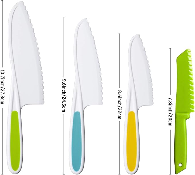 8 Pieces Kids Kitchen Knife Set Plastic Knife - Kids Chef Nylon Knives Children's Safe Cooking for Fruit, Bread, Cake, Salad, Lettuce Knife