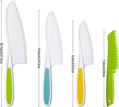 8 Pieces Kids Kitchen Knife Set Plastic Knife - Kids Chef Nylon Knives Children's Safe Cooking for Fruit, Bread, Cake, Salad, Lettuce Knife