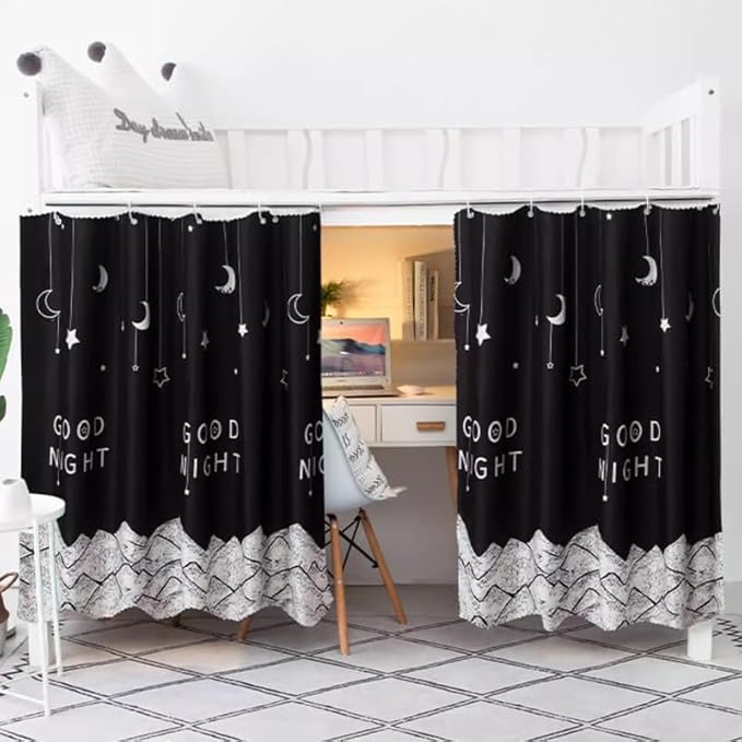 PENINSULA LOVE Bottom Bunk Bed Curtains Breathable Bed Blackout Canopy Single Bed Privacy Curtain Dorm Home Dust-Proof Shading Drapes Underbed Loft Bed Tent Curtains with Rope and Loop