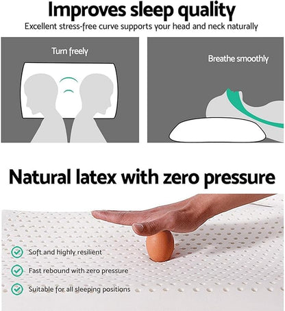 100% Natural Talalay Latex Latex Sleeping Bed Pillow – Luxury Extra Soft Pillow for Side, Back, and Stomach Sleepers - Removable Breathable Cotton Cover - Extra Soft (Standard (Extra Soft))