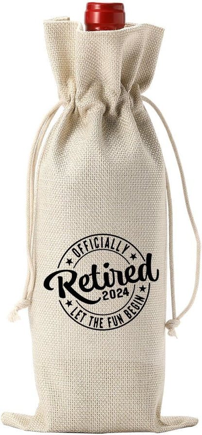 YUANHAO Retirement Wine Bag, Retirement Gifts for Woman Men, Retirement Wine Bag 2024, Officially Retired 2024 Let The Fun Begin Wine Bag