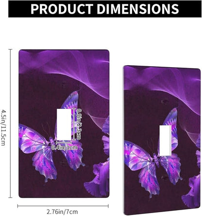 Purple Butterfly Flower Single Toggle Light Switch Wall Plate Cover Decorative 1-Gang for Girls Room Bathroom Bedroom Home Kitchen One Lightswitch Polycarbonate 4.5" x 2.76"