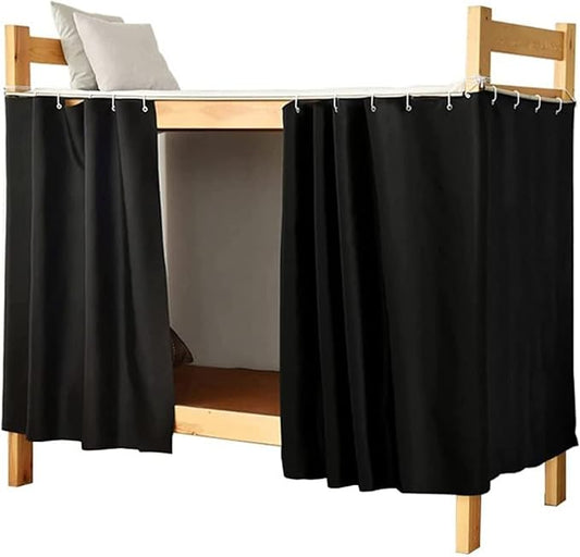 Dorm Home Solid Thicken Bunk Blackout Bed Curtains Cloth Bed Canopy Students Single Sleeper (Black, 2 Panels)