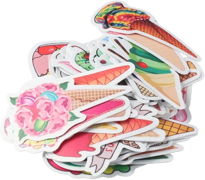 100 Pieces of Cute Sweet Ice Cream Stickers, Ice Cream Food Stickers, Dessert Stickers, Cake Stickers, Laptops, Water Bottles, Teacher Reward Stickers, Household Refrigerator