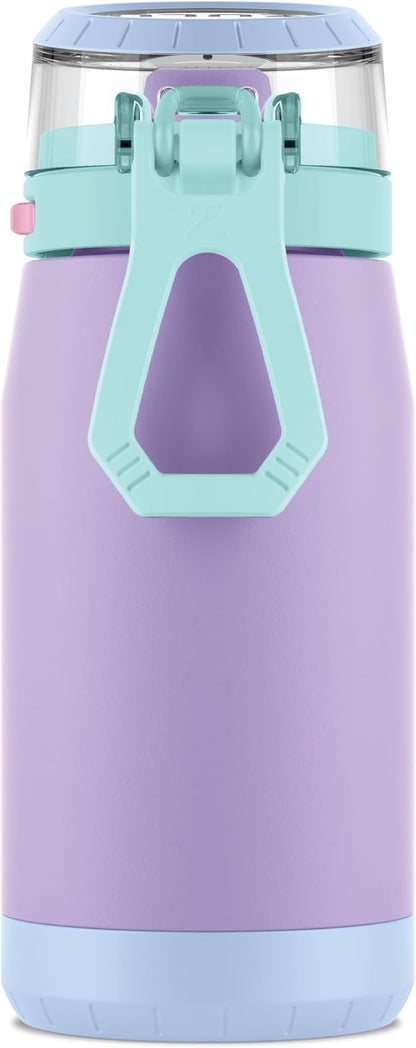 ZULU Kids Flex 12oz Stainless Steel Insulated Water Bottle with Silicone Spout, Leak-Proof Locking Flip Lid and Soft Touch Carry Loop for School Backpack, Lunchbox, and Outdoor Sports, Sugar Fairy