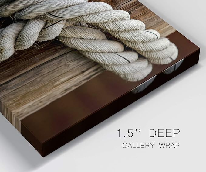 Renditions Gallery Canvas Nautical Wall Art Home Paintings & Prints Rope Closeup Knot Modern Vibrant Maritime Sailor Canvas Artwork Decorations for Bedroom Office Kitchen - 8"x12" LT33