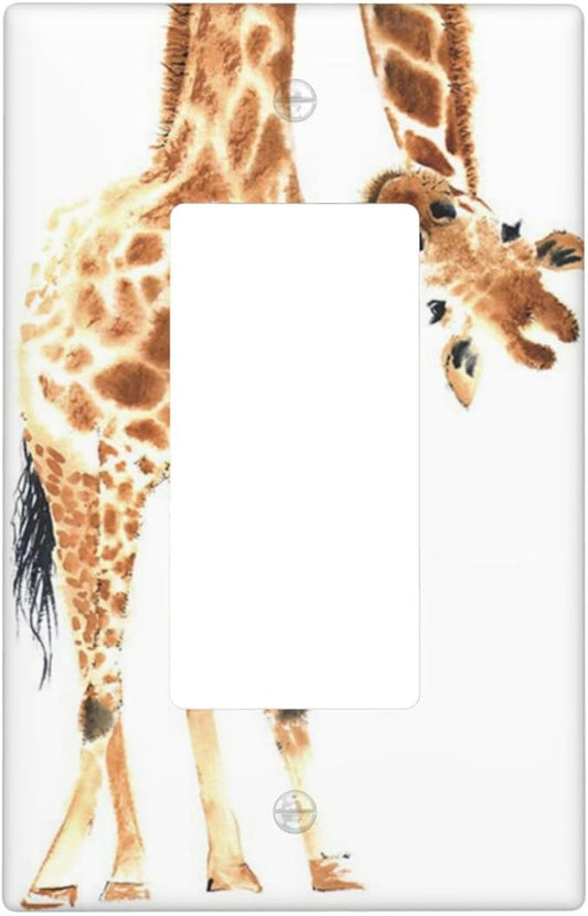 Wild Animal Watercolor Giraffe Light Switch Cover Decorative Single Rocker Plastic Wall Plate Outlet Cover for Women Girls Bedroom Kitchen Living Room Decor 4.5 * 2.76