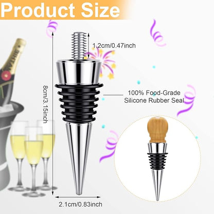 12 Pieces Metal Bottle Stopper 16 x 3/8 Blank Stainless Steel Wine Bottle Stopper Kit Reusable Wine Saver Corks Chrome Bottle Stopper Set Hardware for Wedding Wine Party Bar Turning