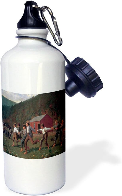 3dRose "Snap the Whip by Winslow Homer" Sports Water Bottle, 21 oz, White