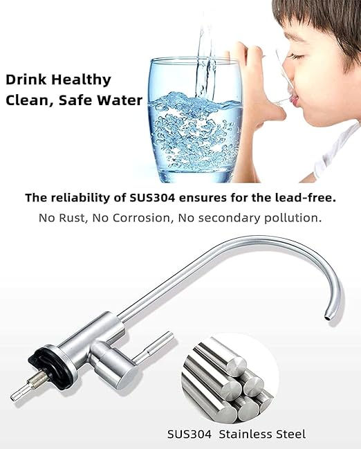 Water Filter Faucet Reverse Osmosis Faucet Fits Most RO Units or Water Filtration System in Non-Air Gap, Lead-Free Stainless Steel Drinking Water Faucet for Bar Kitchen Sink