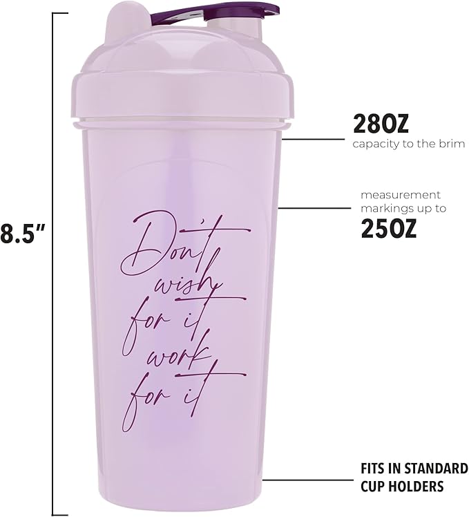 [2 Pack] 28oz Shaker Bottle with Motivational Quotes (Rose &Lavender) | Protein Shaker Bottle with Mixer Agitators | Blender Shaker Bottle for Protein Mixes Pack is BPA Free and Dishwasher Safe