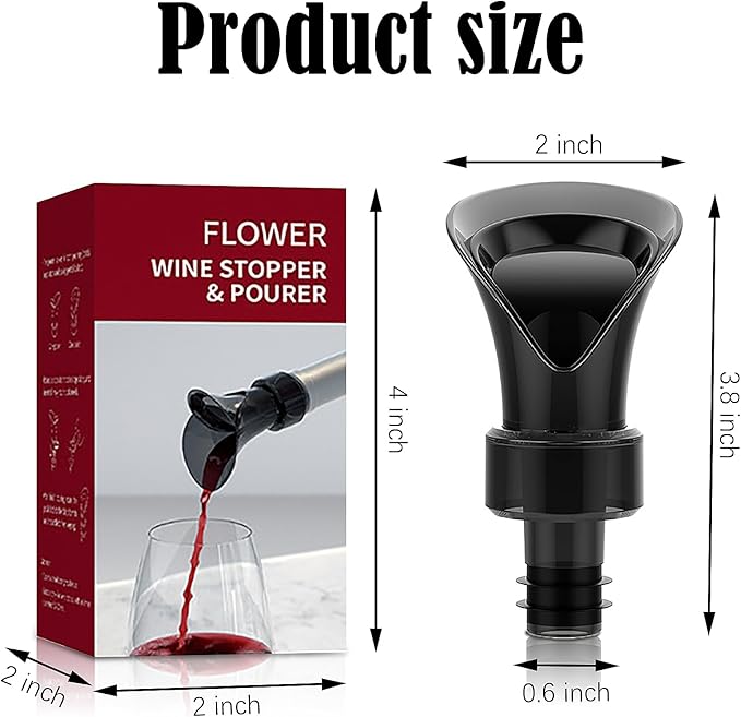 2 in 1 Wine Decanter Built-in Aerator Pourer, Dual Functions of Pouring Wine And Keeping It Fresh, Petal-Shaped Safety Stopper, Red Wine Serving Tool