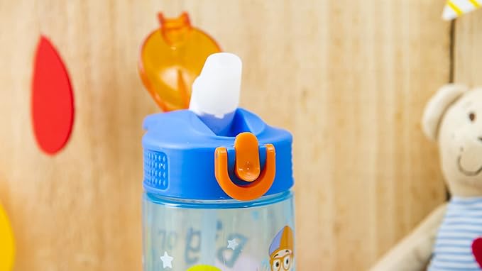 Zak Designs Blippi Kids Water Bottle with Spout Cover and Built-In Carrying Loop, Made of Durable Plastic, Leak-Proof Design for Travel (16 oz, Pack of 2)