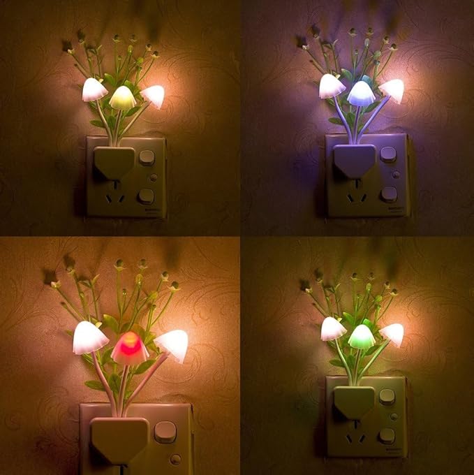 ZEZHOU Sensor Mushroom Night Light - 2 Pack Color Changing Plug-in Wall LED Mushroom Dream Bed Lamp for Kids Adults Stocking Stuffers Ideas Birthday Gift Cute Nightlight