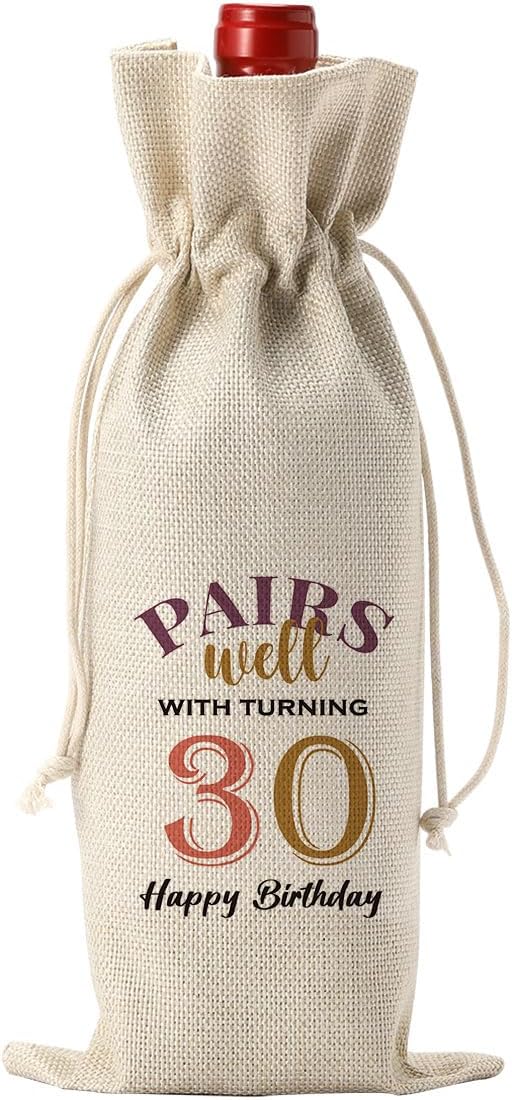 YUANHAO 30th Birthday Gifts for Women Men, 30th Birthday Wine Bag, Pairs Well With Turning 30th Wine Bag