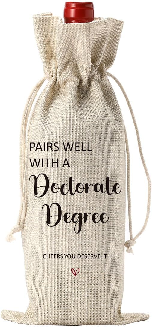 YUANHAO Doctorate Degree Wine Bag Doctorate Degree Gifts Graduation Gifts for Doctorate Pairs Well with a Doctorate Degree Wine Bag Funny Grad Gift