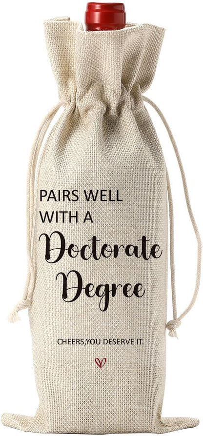 YUANHAO Doctorate Degree Wine Bag Doctorate Degree Gifts Graduation Gifts for Doctorate Pairs Well with a Doctorate Degree Wine Bag Funny Grad Gift