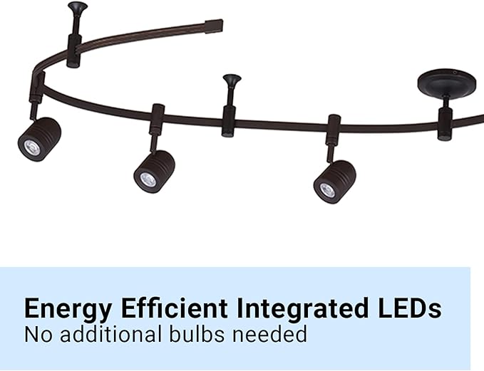 Catalina Lighting 96" 6-Light Integrated LED Flex Track Spotlight Ceiling Light, Oil Rubbed Bronze, for Kitchen, Living Room, Home Lighting