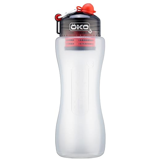 ÖKO - Advanced Water Bottle with Filter Derived from NASA Technology, Filtered Water Bottle for Travel/Outdoors & Home, Water Filter Bottle for Harmful Contaminants (1L, Charcoal)