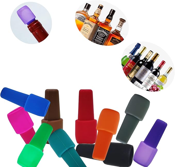 10 PCS Wine Stoppers for Wine Bottles, Reusable Sparkling Wine Bottle Stopper Wine Sealer for Wine bottles, Silicone Wine Stopper Wine Bottle Stopper for Beer Champagne Prosecco Home Use 10PCS