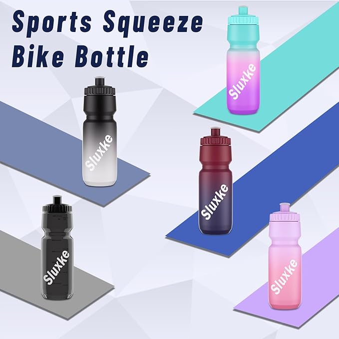 2 Pack Squeeze Water Bottles, 24oz Cycling Water Bottle, 720ml Bike Water Bottles BPA Free for cycling, Running, Hiking etc