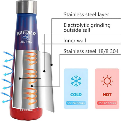 16oz Buffalo Stainless Steel Insulated Water Bottles New Cola Shape Bottle, Reusable Water Bottle Leak Proof Metal Sports Water Bottle Thermos Cup