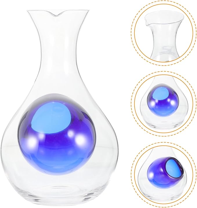 BESTOYARD Japanese Cold Sake Glass 14 oz Bottle Blue Decanter Collection Bottle with Ice Pocket Cold Sake Chilled for Home Restaurant