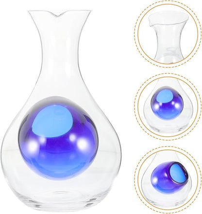 BESTOYARD Japanese Cold Sake Glass 14 oz Bottle Blue Decanter Collection Bottle with Ice Pocket Cold Sake Chilled for Home Restaurant