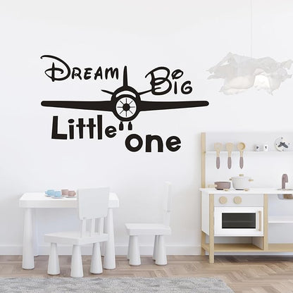 Airplane Wall Sticker, Dream Big Little One Inspirational Quote Wall Decor Stickers Removable DIY Aircraft Wall Decal for Living Room Bedroom Home Decor, Gift Wallpaper Mural for Boys, Girls, Kids