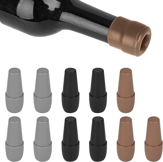 12 Pcs YiRayon Wine Bottle Stopper Reusable Silicone Unbreakable Sealed Wine Stopper Wine Corks Beverages Beer Champagne Red Wine Bottle Covers to Keep Wine Fresh