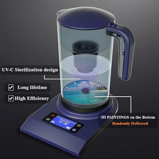 UV Water Filter Pitcher Purifier Water Purification Jug Dispenser Removes Chlorine Various Germs for Home Office and Emergency 70oz