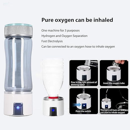 300ml Level Up Hydrogen Water Bottle, 3000PPB Hydrogen Water Ionizer, High Efficiency Portable Hydrogen Water Bottle for Home Office 5V