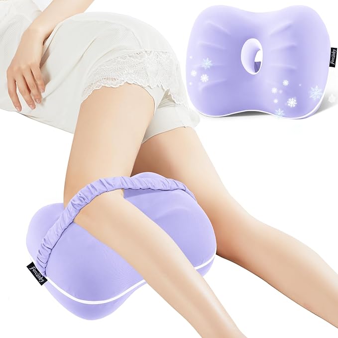 [Extra Large] Leg & Knee Pillow for Side Sleepers - Smooth Spine Alignment Pillow - Memory Foam Knee Pillows for Back Hip Pain, Spine Aligning, Sciatica, Surgery Recovery, Pregnancy (Purple)