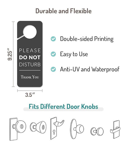 Do Not Disturb Door Hanger Sign, 2 Pack (Printed on Both Sides), 9.3″x3.5″PVC Plastic, Please Do Not Disturb Sign for Home, Office, Hotel, Bathroom, Bedroom, Pumping, Breastfeeding, Therapists, Clinic