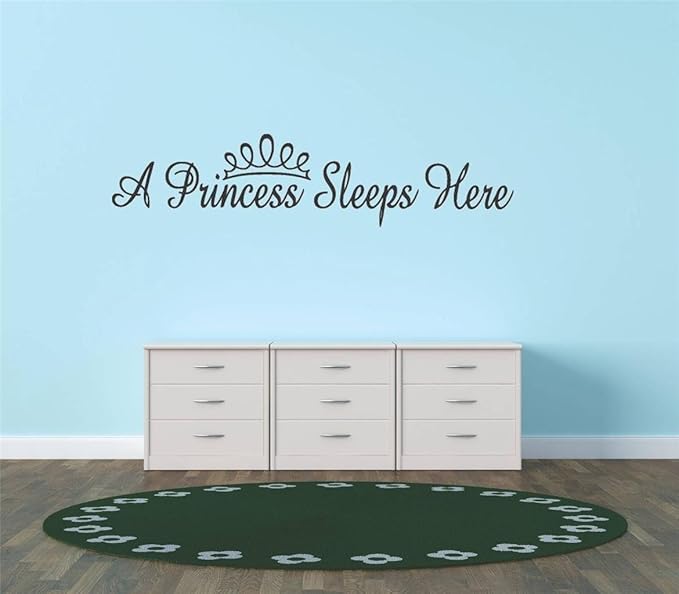 Design with Vinyl Hope 21 A Princess Sleeps Here Teen Girl Baby Inspirational Quote Sign Banner Bumper Sticker Bedroom Kitchen Home Decor Picture Art Decals & Stickers, 10" x 20", Black