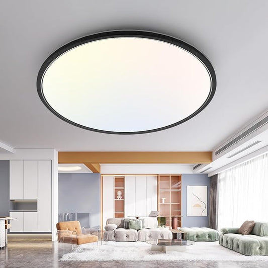 1PACK Flush Mount LED Ceiling Light Fixture Black, 15.8Inch 36Watt, Dimmable & 3000K-4500K-6000K 3 Color Selectable Ceiling Lamp 4000LM Low Profile Ceiling Light for Kitchen Bedroom Hallway Porch