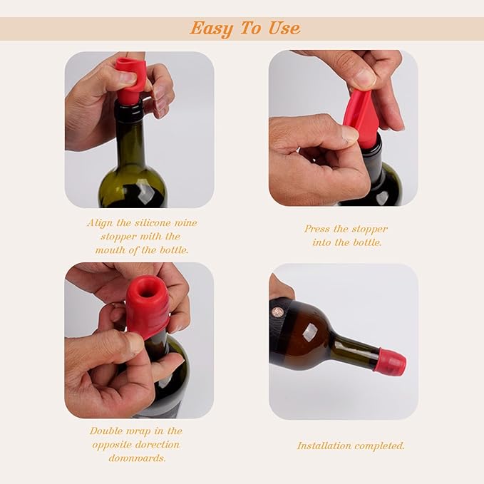 Wine Stopper for Keeping Wine & Champagne Fresh, 12PCS Reusable Silicone Wine Sealer for Wine Bottles, Wine Bottle & Beverage Stopper for Home Use.