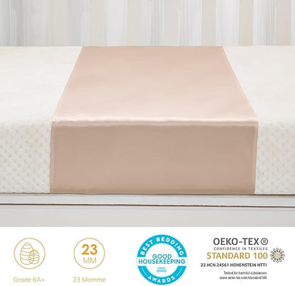 100% Mulberry Silk Crib Sleeve for Baby Hair Loss Prevention, Premium 23 Momme Natural Silk Bassinet Slip for Bassinets/Cradles/Cots/Cribs (Champagne)