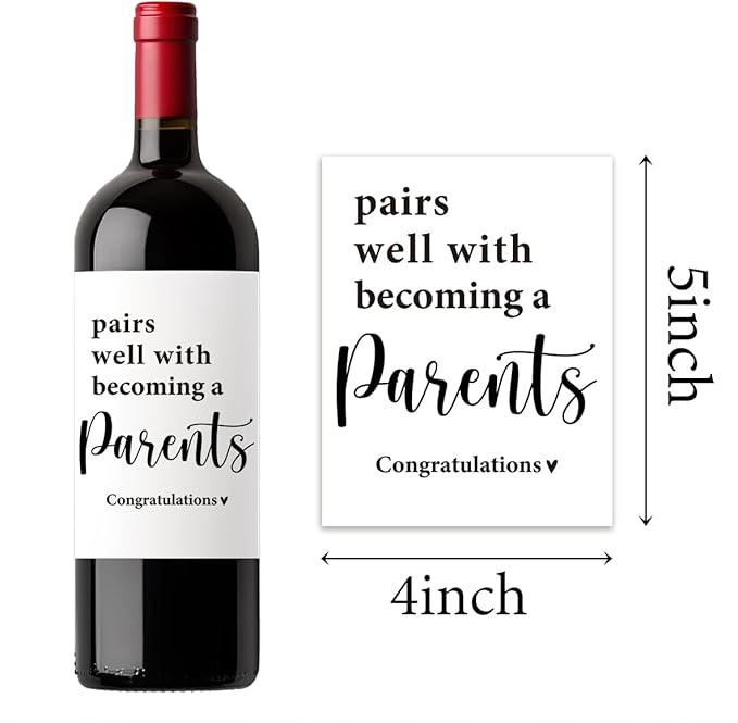 (8 Pcs) Parents Pregnancy Baby Announcement Wine Labels, Funny Pregnancy Baby Announcement Gifts for New Parents, Pairs Well With Becoming A Parents Wine Bottle Stickers Labels