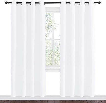 NICETOWN White Room Darkening Draperies and Curtains - Home Fashion Energy Saving Grommet Top Room Darkening Drape Panels for Bedroom (Set of 2 Panels, 55 by 78 Inch, White)