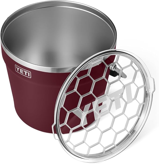 YETI Rambler Beverage Bucket, Double-Wall Vacuum Insulated Ice Bucket with Lid, Wild Vine Red