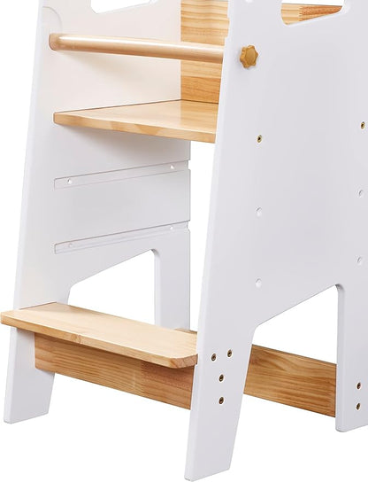 Toddler Standing Tower | Safe Montessori Step Stool for Toddlers, Perfect Tower for Learning New Skills | Ideal Helper for Little Kids in The Kitchen | White