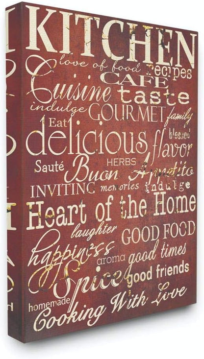 Stupell Industries The Stupell Home Decor Collection Words in The Kitchen, Off Red Canvas Wall Art, 24 x 30, Design by Artist Gplicensing